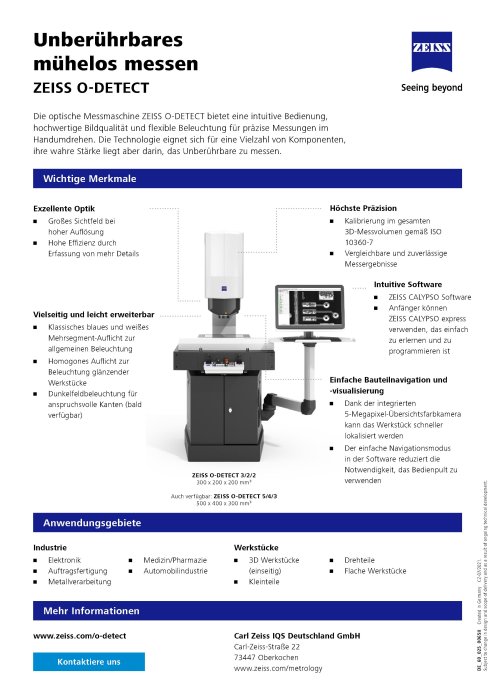 ZEISS O-DETECT One-page Overview Digital Flyer, DE