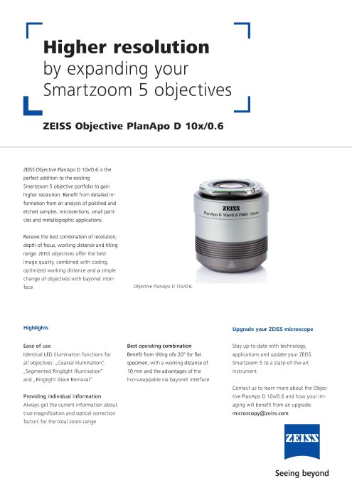 Preview image of EN Product-Flyer Smartzoom5 10x Objective A4 rel.1.0