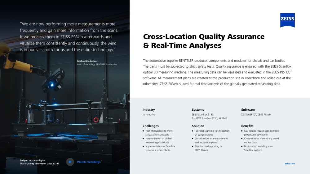 Preview image of Quick Success_Automotive_Benteler_ScanBox-ARAMIS_ZEISS INSPECT-PiWeb_EN