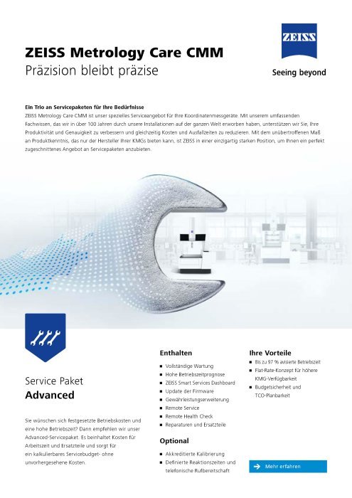 ZEISS Metrology Care Flyer Advanced DE