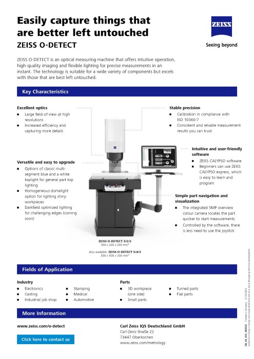 ZEISS O-DETECT One-page Overview Digital Flyer, EN