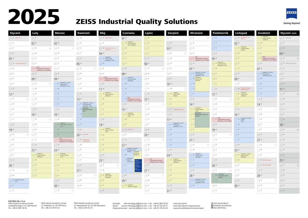 Podgląd pliku ZEISS IQS Kalendarz szkoleń na 2025 (PL)