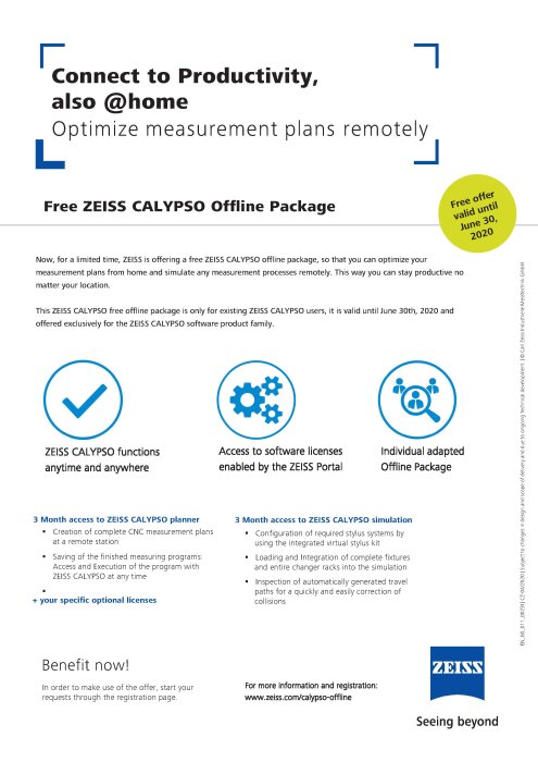 Voorbeeldafbeelding van ZEISS CALYPSO Offline Package - Promotion Flyer, EN