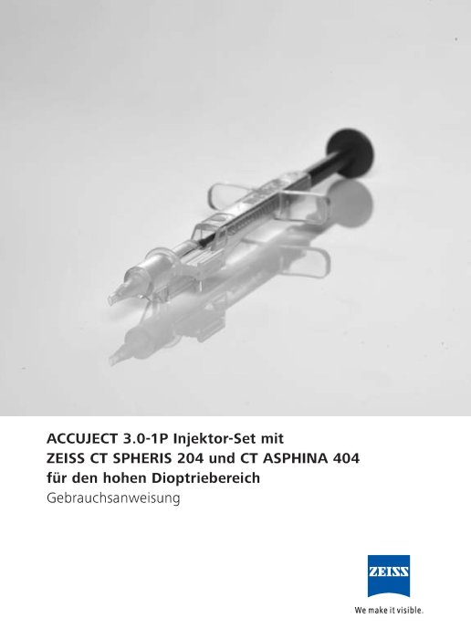 Vorschaubild von ACCUJECT 3.0-1P injektor Set for CT SPHERIS 204 and CT ASPHINA 404 handling instruction DE