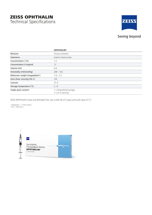 Preview image of OPHTHALIN Datasheet US