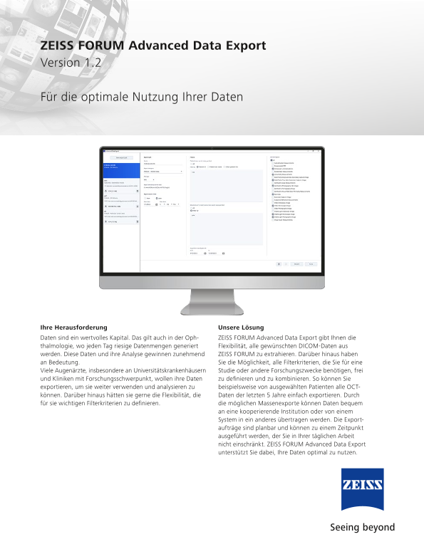 Vorschaubild von FORUM Advanced Data Export Datasheet DE