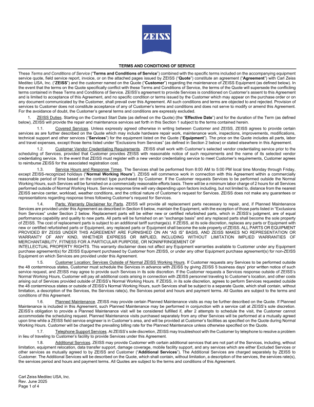 Preview image of CZMUI US Terms and Conditions - Terms and Conditions of Service