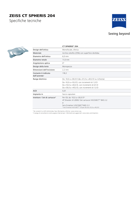 Anteprima immagine di CT SPHERIS 204 Datasheet IT