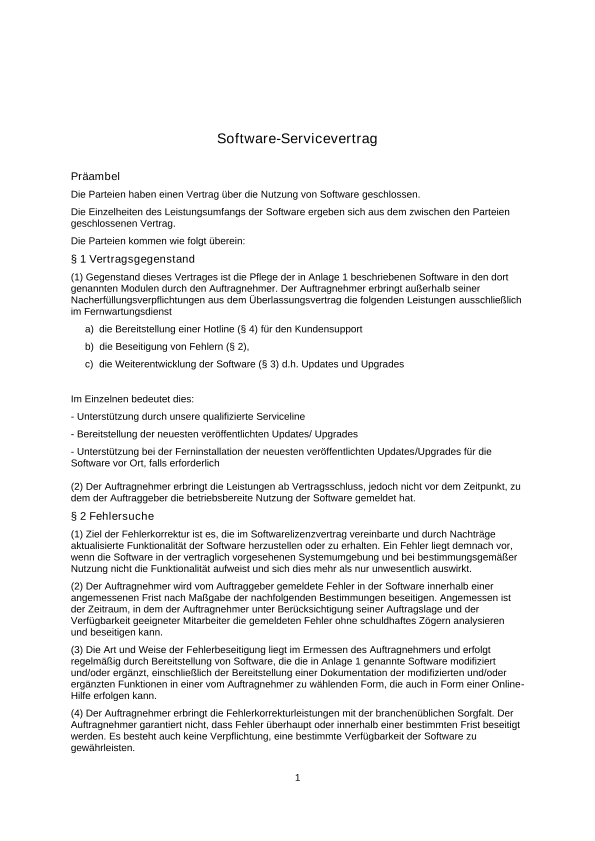 Vorschaubild von FORUM Software Service Contract DE