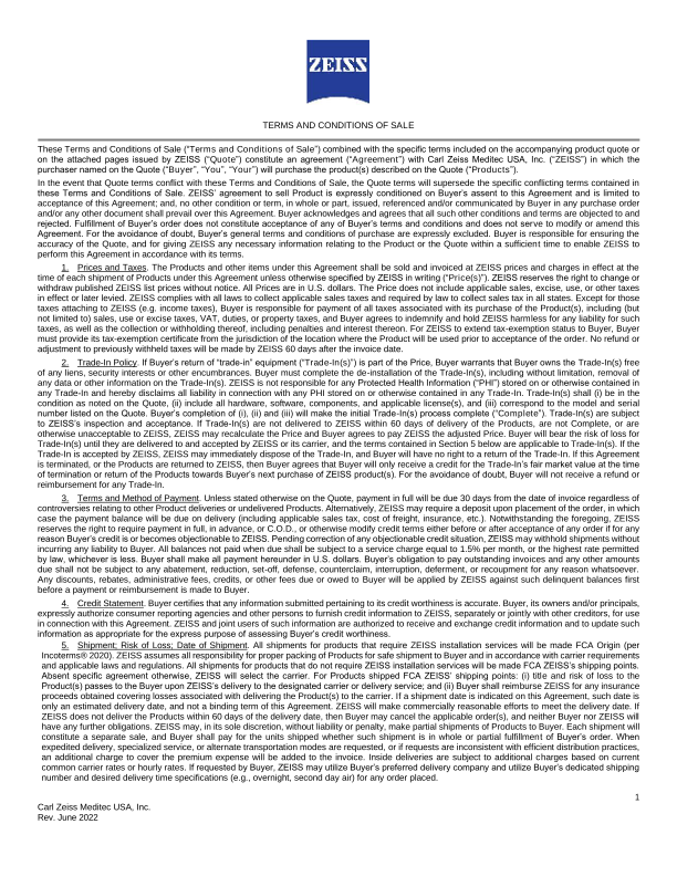 Preview image of US Terms and Conditions of Sale EN