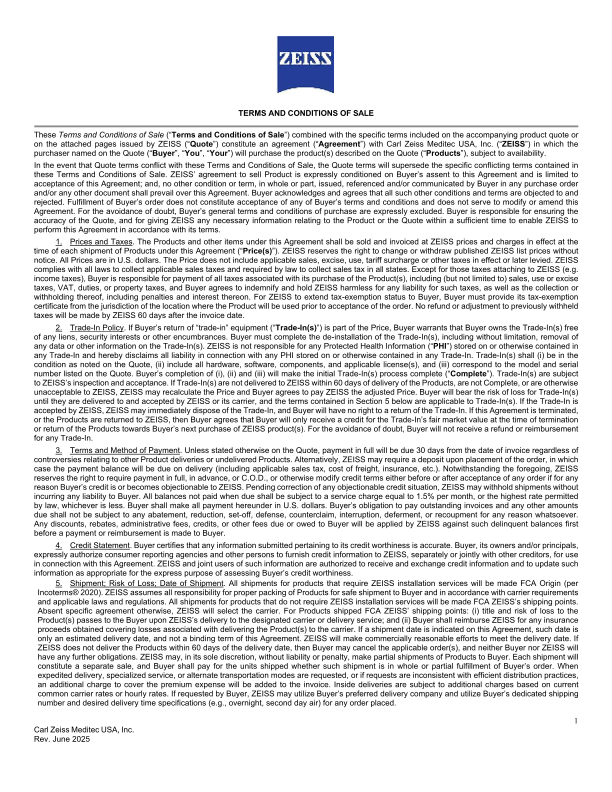 Preview image of US Terms and Conditions of Sale EN
