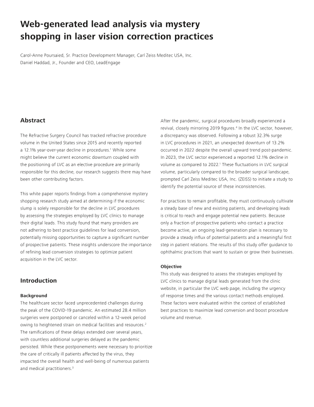 Preview image of Web-generated Lead Analysis via Mystery Shopping in LVC Practices - White Paper US