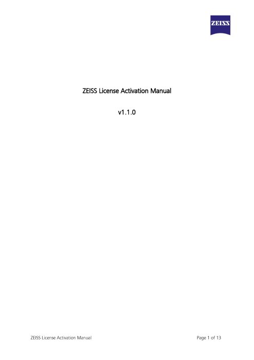 ZEISS License Activation Manual的预览图像
