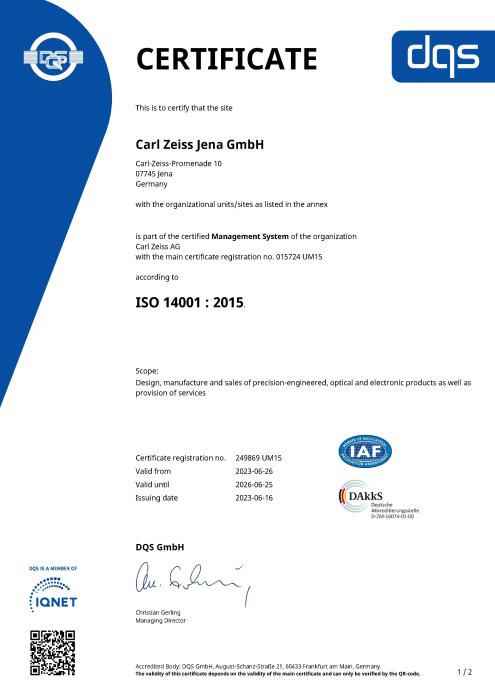 Preview image of Environmental Management System Carl Zeiss Jena GmbH