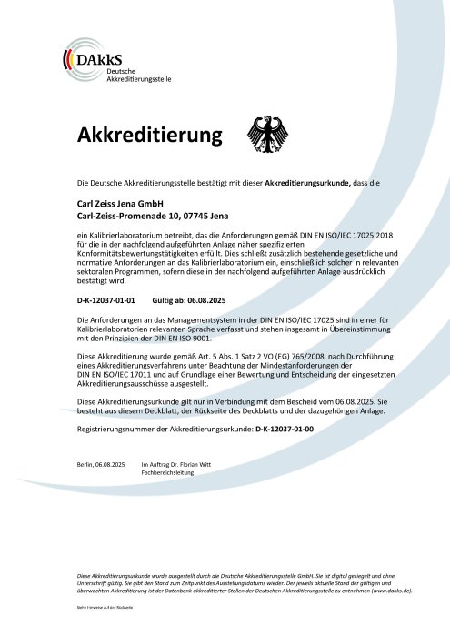 Vorschaubild von DAkkS-Akkreditierungsurkunde Kalibrierlabor