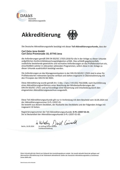 Preview image of DAkkS - Partial accreditation certificate (Medical products)