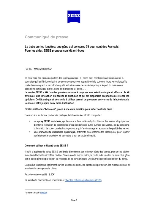 Image d’aperçu de Communiqué de presse