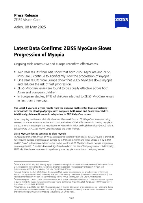 Preview image of ZEISS MyoCare Slows Progression of Myopia