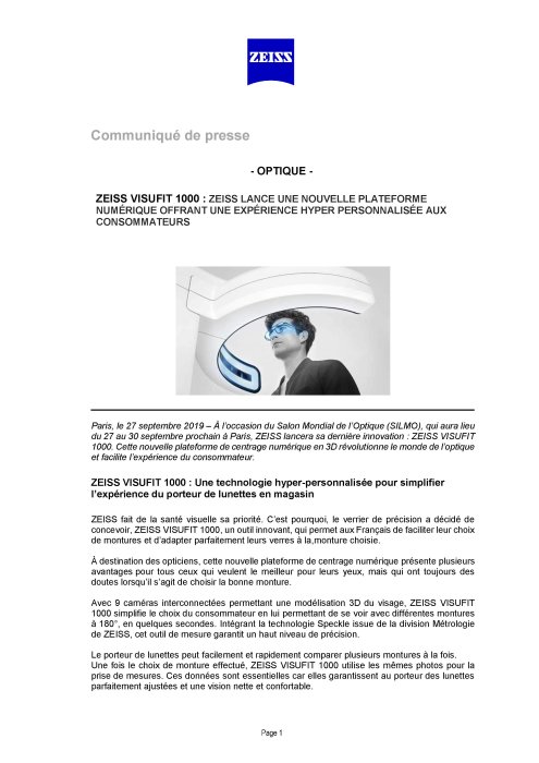 Image d’aperçu de Communiqué de presse