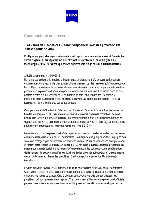 Image d’aperçu de Communiqué de presse