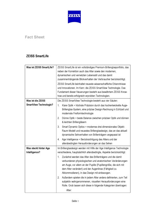 Vorschaubild von Fact Sheet ZEISS SmartLife 